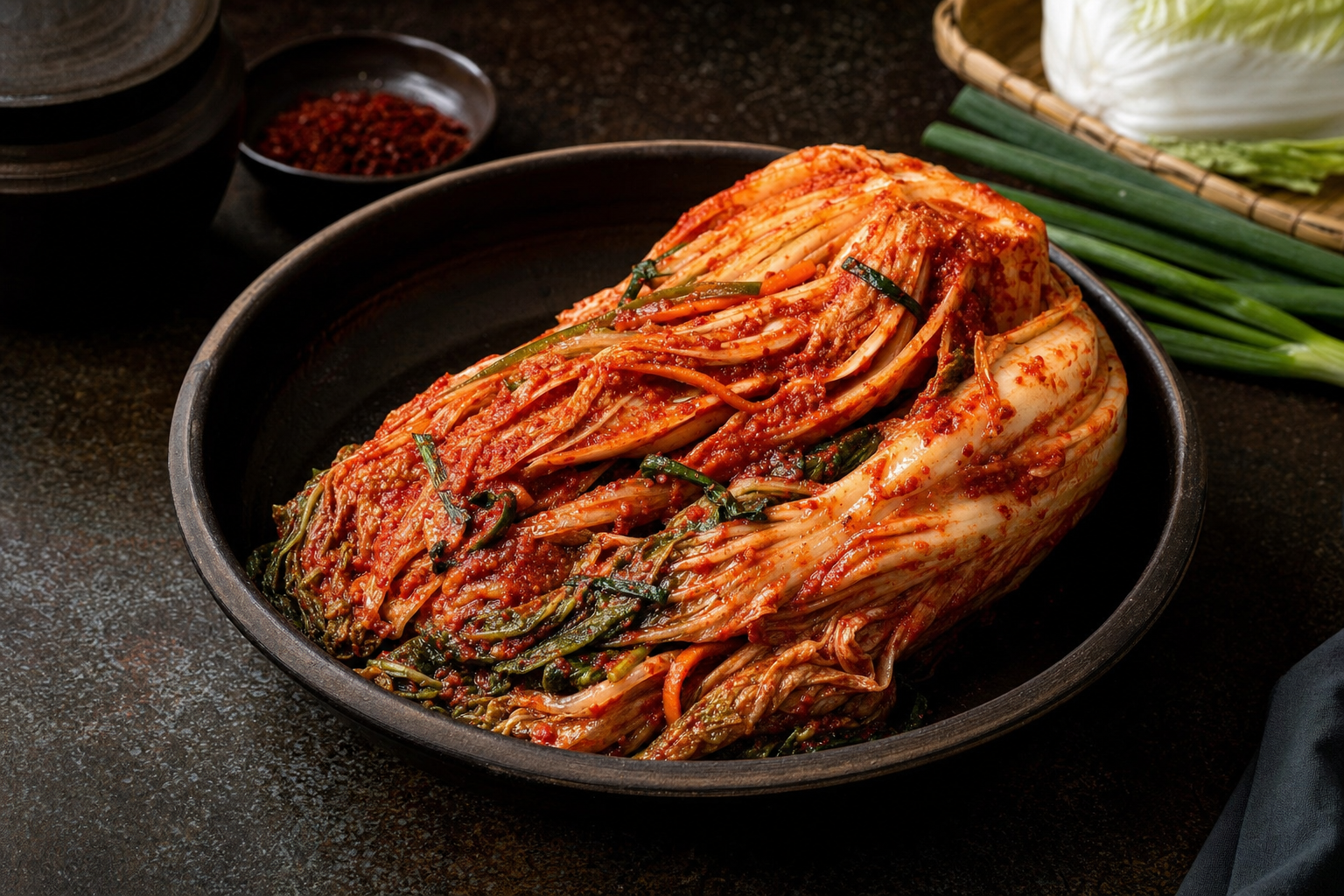 Baechu Kimchi — Veganes Chinakohl-Kimchi: Würzpaste mit Klebreiskleister und Gukganjang