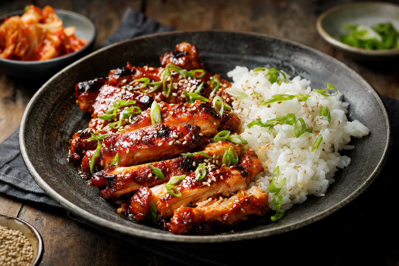 Gochujang-Hähnchen — Scharf-süß mariniertes Hähnchen mit karamellisierten Rändern